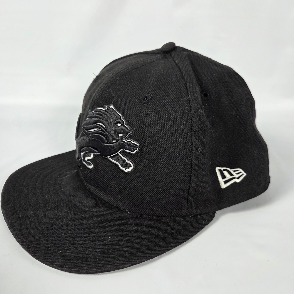New Era Detroit Lions 59FIFTY Fitted Hat Blackout NFL Size 7 1/8